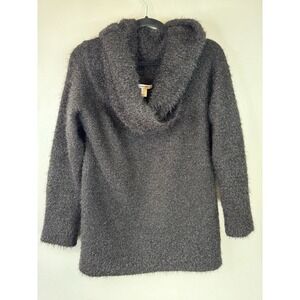 Nine West Large Black Super Fuzzy Cowl Neck Sweater SOFT